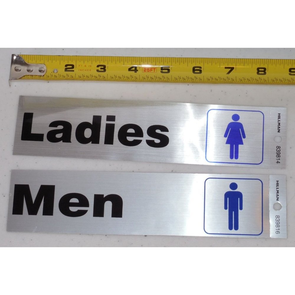 Hillman Self-Adhesive Men & Ladies Restroom Signs (2" x 8")